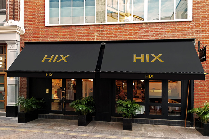 Black Awnings with Gold Branding