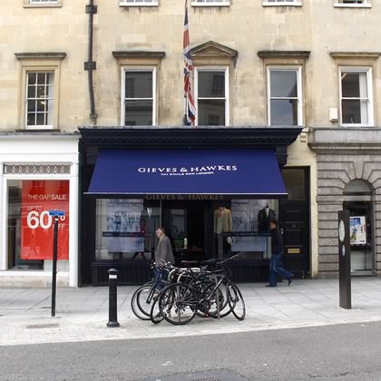 Refurbished shop awning Canopy for Gieves & Hawkes