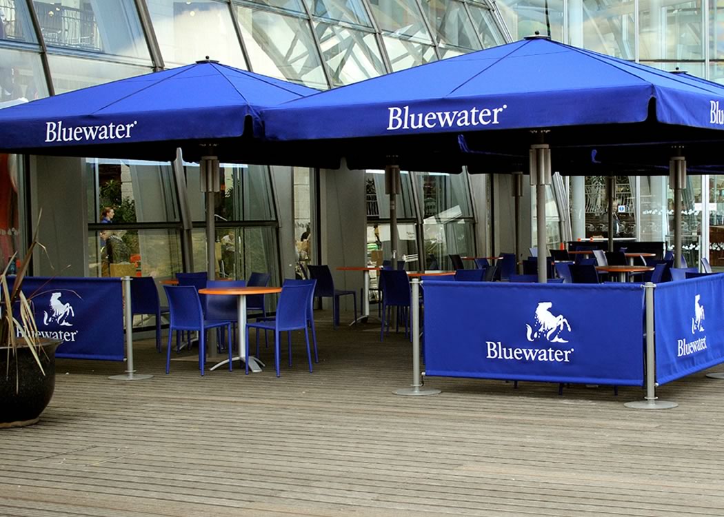 Parasols and fabric barriers at Bluewater